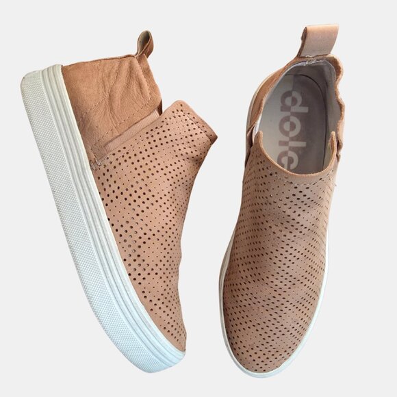 Dolce Vita Sneaker Nude Tan Suede Platform Slip On Ankle Bootie Women's Size 8.5 - Picture 3 of 9